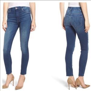 Mother High Waisted Looker Ankle Fray Skinny Jeans